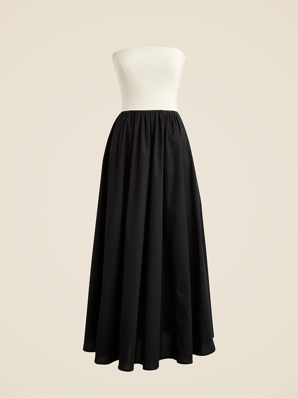 J. Crew Strapless Maxi Dress in Black and Cream